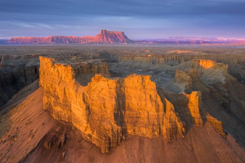An intense sunrise over the incredible badlands of Utah Utah