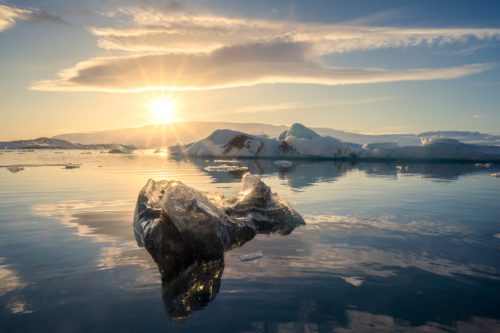 How many sunstars do you see? Jokulsarlon, lagoon, Iceland