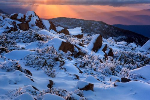 Fire and ice during a wintry spell on Mount Wellington / Kunanyi Kunanyi, Mount Wellington, Hobart, winter, snow, Tasmania