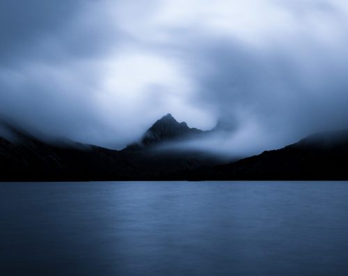 Long exposure of Cradle Mountain on a gloomy day Cradle mountain, Tasmania,