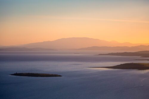 An unusual view of Mount Wellington from a flight over the Tasman peninsula Mount Wellington, Tasmania, aerial, Hobart