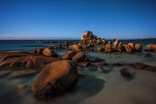 Moonlight on the Bay of Fires Picnic Rocks, Bay of Fires