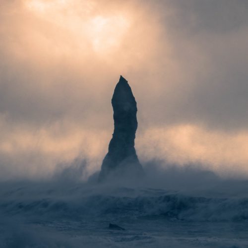 Just another normal day in Vik with strong winds whipping up the surf to considerable height Vik, Iceland