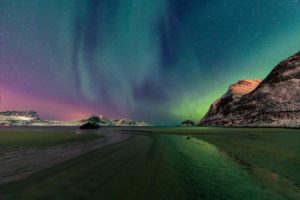 Haukland, Norway, Lofoten, aurora