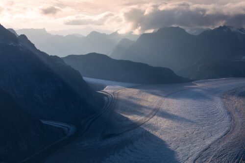 Side lighting and warm afternoon light on the Boundary Range Boundary Range, Alaska