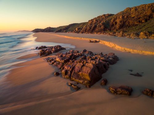Sunset glow lighting up the southwest Western Australia coastline Injidup, Yallingup, Dunsborough, Western Australia