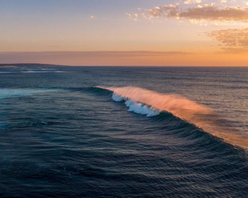 Sunset offshores at Margaret River's main break aka Surfers Point Main Break, Surfers Point, Margaret River, Western Australia