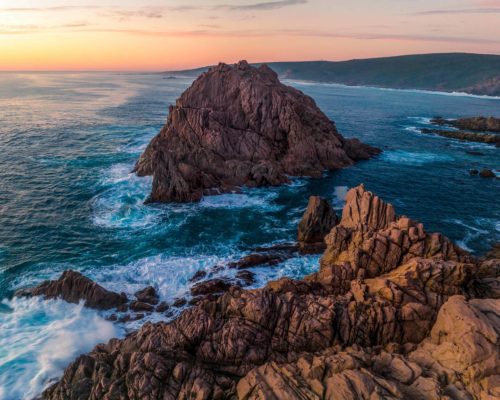 An icon of the southwest of Western Australia, Sugarloaf Rock at sunset Sugarloaf Rock, Western Australia, Dunsborough
