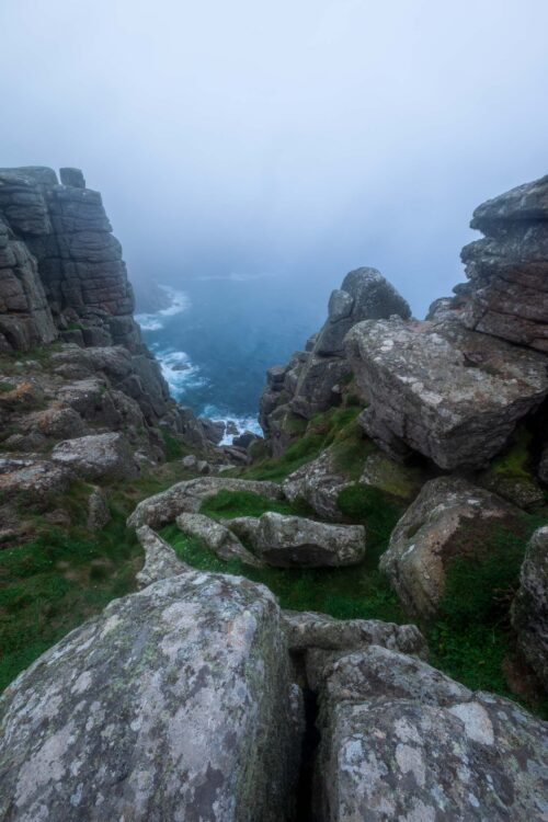 Fog at Land's End gives an edge of the world feel Land's End, Cornwall