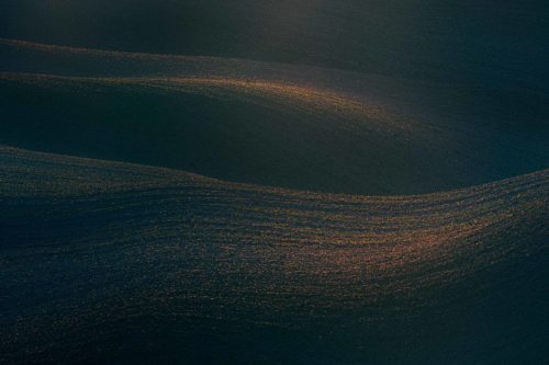 Sunrise on frosted fields of the Val d'Orcia in Tuscany Val d'Orcia, Toscana, Tuscany