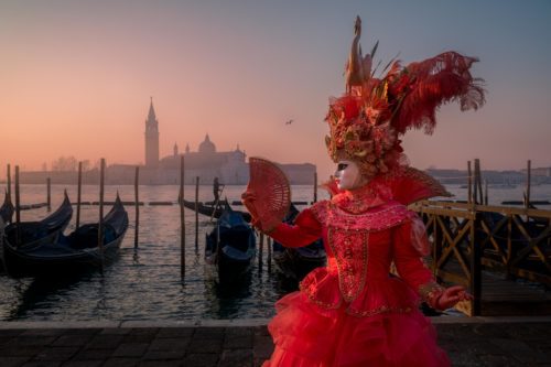 Sophie at sunrise at Carnevale 2019 Carnevale, Venice, Carnevale