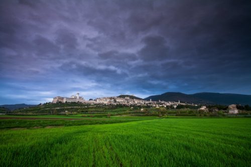 Storm clouds over Assisi Assisi, Umbria, Italy