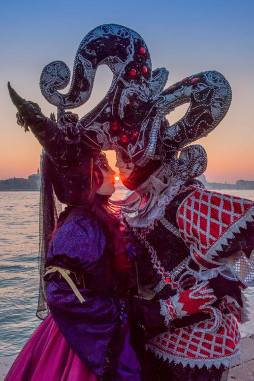 Patrice and Kristine at sunset on the island of San Giorgio Carnevale, Venezia, Venice, San Giorgio