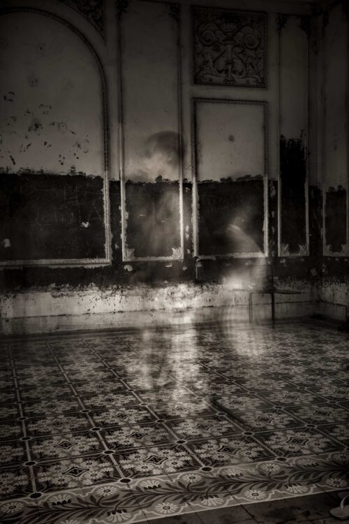 A slow shutter speed captures the motion of young dancers rehearsing at the Palacio Ferrer of Cienfuegos Palacio Ferrer, Cuba, dance, Cienfuegos