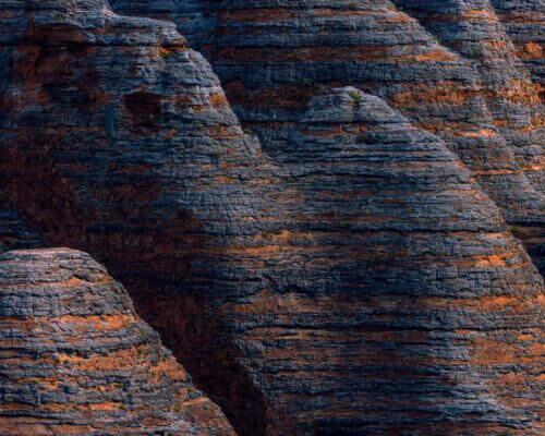 A close up look at the banded domes of the Bungle Bungles Bungle Bungles, Purnululu NP, Western Australia