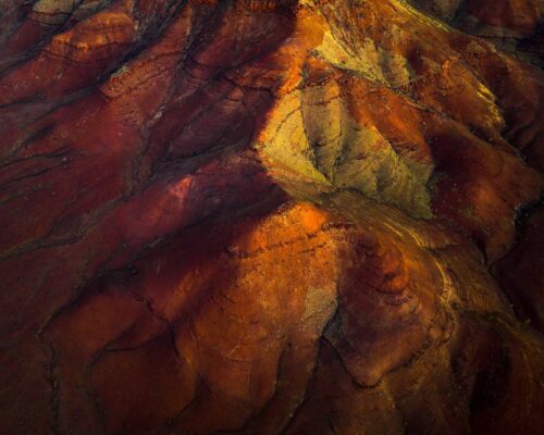 The colours and textures of the Pilbara from above Pilbara, Western Australia