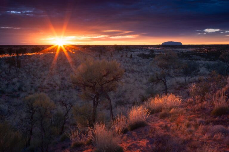 A spectacular sunrise over Uluru Uluru, Red centre, Northern Territory, Australia, sunrise