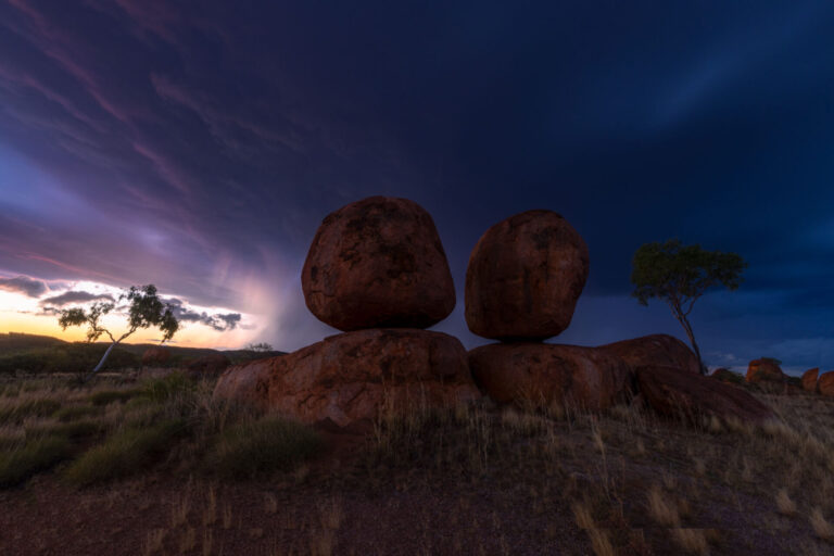 Outback storm over the Devil's Marbles Karlu karlu, Devil's Marbles, Northern Territory, Tennant Creek