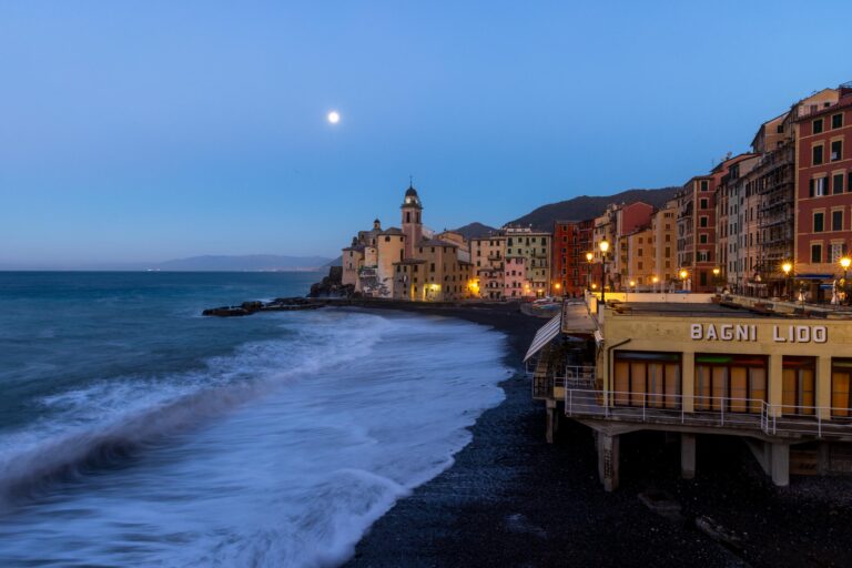 Camogli, a lovely fishing village on the Ligurian coast Moonlight, Camogli, Italy, Liguria