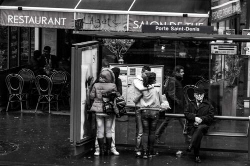 Something a bit comical about this scene at Porte Saint-Denis Porte Saint-Denis, Paris, black and white