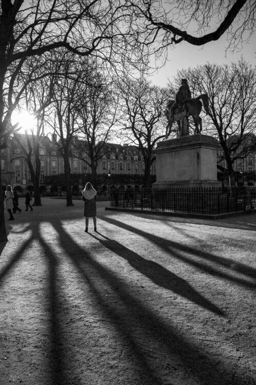 Shadow play in Place des Vosges Place des Vosges, Paris, black and white