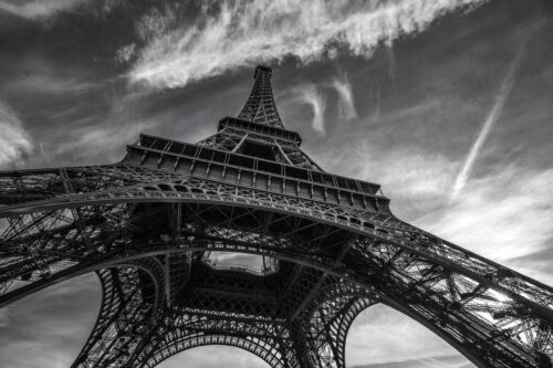 Eiffel Tower on a clear winter's day Eiffel Tower, Tour, France, Paris, black and white