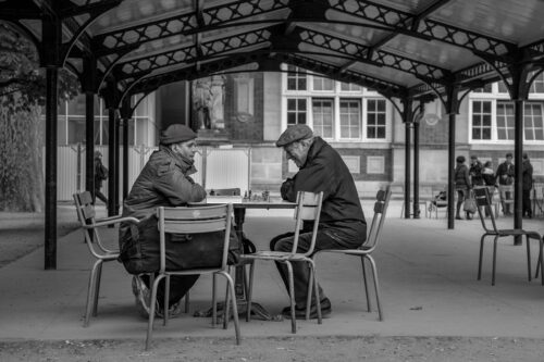 Chess at Jardin du Luxembourg Jardin du Luxembourg, Paris, black and white, chess