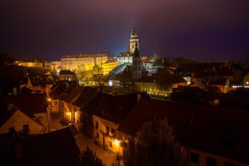 Cesky Krumlov, night, Czech Republic