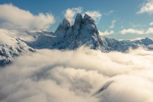 Hiking the Chilean Fiords and then a drone to get above this cloud inversion Chilean fiords, Chile, Patagonia