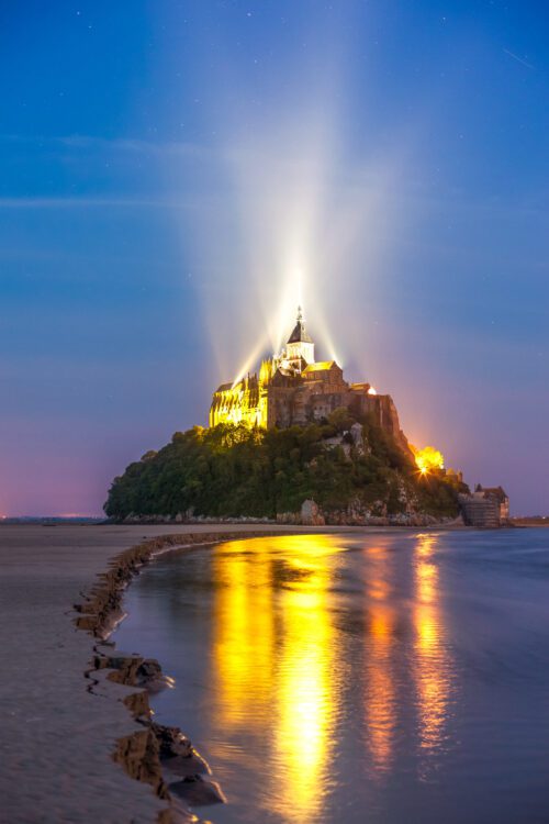 Mont Saint Michel, night, Normandy