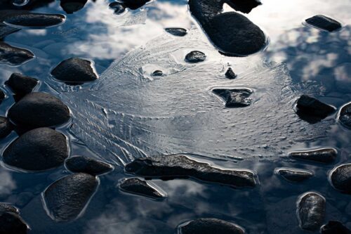 A little icy reflection scene from the Canadian Rockies Canadian Rockies, ice