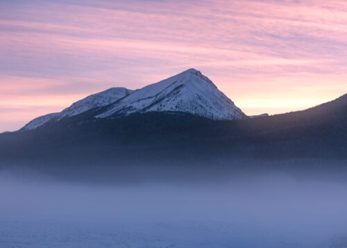 Sunset at Medicine Lake with a nice inversion cloud Medicine lake, Jasper, Canadian Rockies, Canada