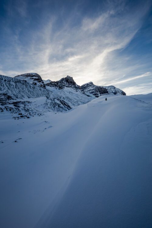 Hiking around the Athabasca Glacier in winter Athabasca Glacier, Columbia icefield, Canadian Rockies, Jasper