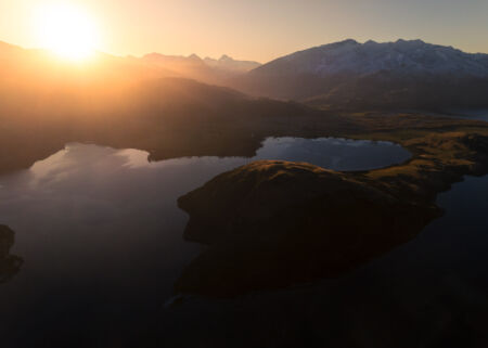 Sunset over Glendhu Bay around Wanaka Wanaka, Glendhu Bay, New Zealand