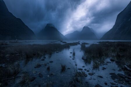 A typically wet and gloomy day at Milford Sound Milford Sound, New Zealand