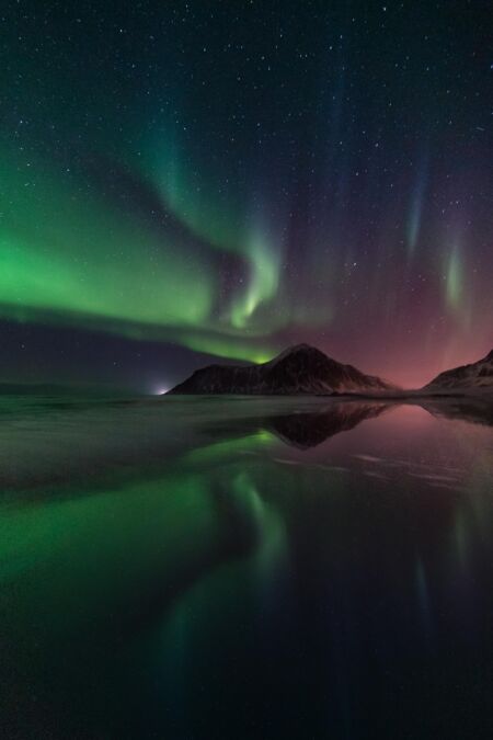 Party time on Lofoten Aurora borealis, Lofoten islands, skagsanden
