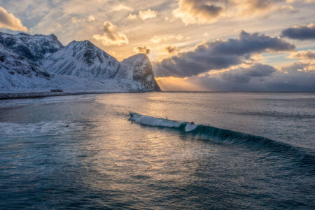 Some inviting small winter waves at Unstad Unstad, Lofoten, surfing, Norway
