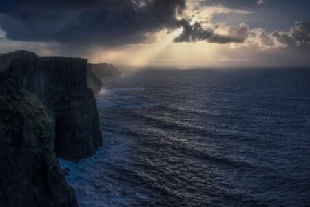 The iconic Cliffs of Moher during a dramatic sunset Cliffs of Moher, Ireland, Co Clare