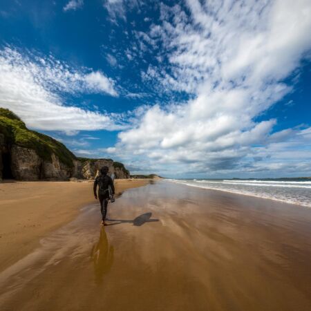 Self portrait after catching winter waves at White Rocks beach White Rocks, Portrush, Northern Ireland