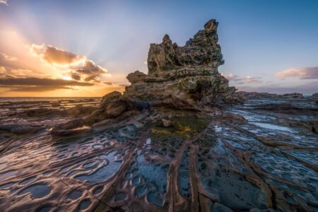 A cool formation out on the Bass Coast during a spectacular sunrise Bass Coast, Inverloch, Victoria