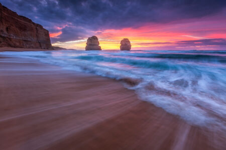 Sweet sunrise and water motion at the Twelve Apostles Twelve Apostles, Great Ocean Road, Victoria, Port Campbell, Gibsons Beach