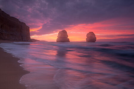 A fiery sunrise at the Twelve Apostles Gibson's beach, Twelve Apostles, Great Ocean Road