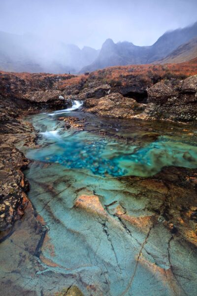 Foggy autumn day on the Isle of Skye Isle of Skye, Fairy Pools, Scotland