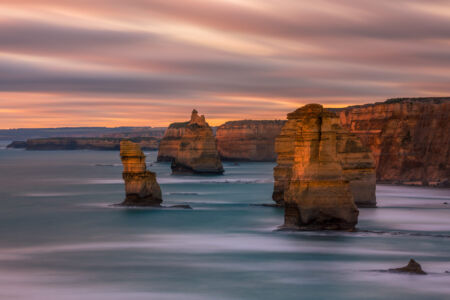 Telephoto long exposure of the Twelve Apostles giving a novel perspective Twelve Apostles, Great Ocean Road