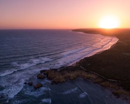 Sunset over the main beaches of Torquay Torquay, Victoria, Melbourne