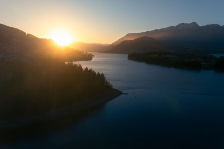 An autumn's day sunrise over Queenstown Queenstown, New Zealand, sunrise, Otago