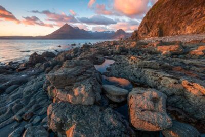 Last light on the famous beach of Elgol Elgol, Scotland, Isle of Skye