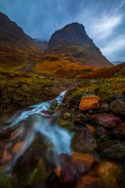 View to the Three Sisters of Glencoe in autumn Scottish highlands, Scotland, Three Sisters, autumn