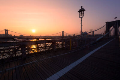 Brooklyn bridge, New York City, sunrise