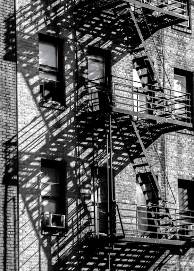 New York City, external fire escape ladders